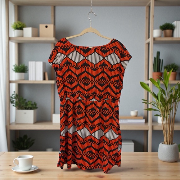 Tini Lili Dresses & Skirts - TINI LILI GEOMETRIC RED BLACK WHITE DRESS SIZE LARGE